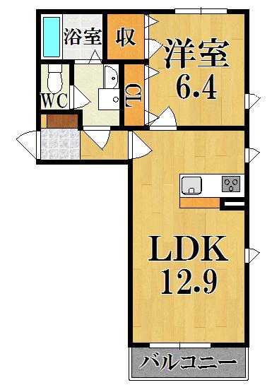 シャーメゾン中山A(1LDK/2階)の間取り写真