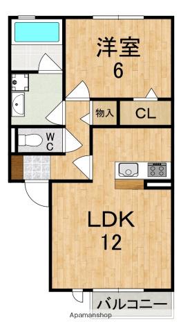 アンソレイエ星和台(1LDK/1階)の間取り写真