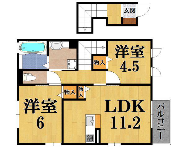 CALME VILLAGEさいおんじ(2LDK/2階)の間取り写真