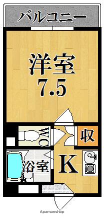 アイリスハイツ2号館(1K/4階)の間取り写真