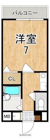 カンタベリープレイス(1K/2階)の間取り写真