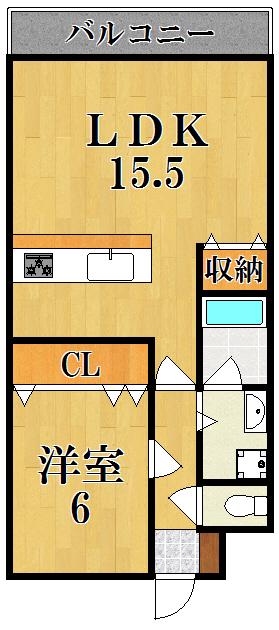 アドレ参番館(1LDK/4階)の間取り写真