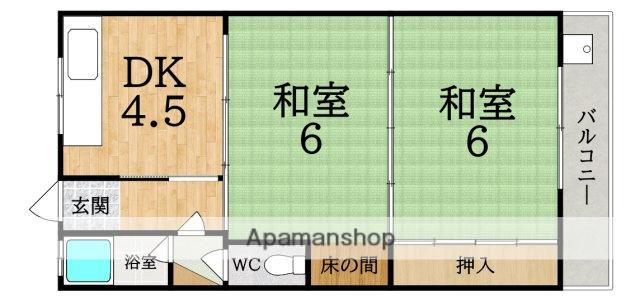 往西アパート(2K/1階)の間取り写真