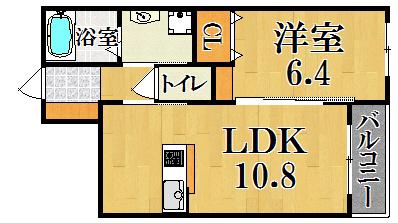 CALME ALLEY(1LDK/1階)の間取り写真