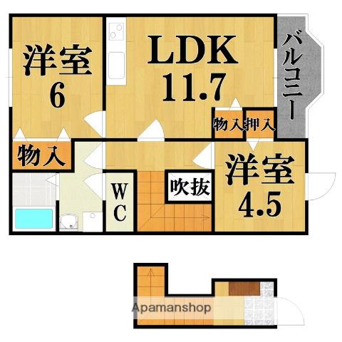 ヴィラーゼン(2LDK/2階)の間取り写真