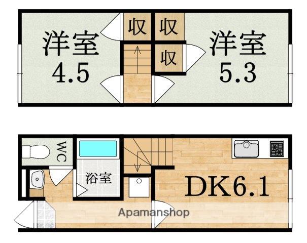 レオパレス備前香芝(2DK/1階)の間取り写真