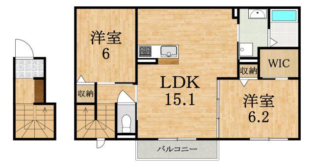 シャーメゾン リヴェール(2LDK/2階)の間取り写真