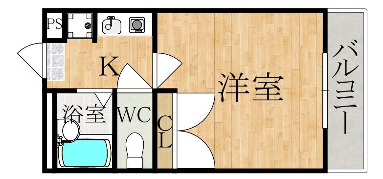 レオパレスドリーム浪漫(1K/1階)の間取り写真