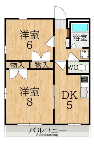 ウィステリア学園前(2K/2階)の間取り写真