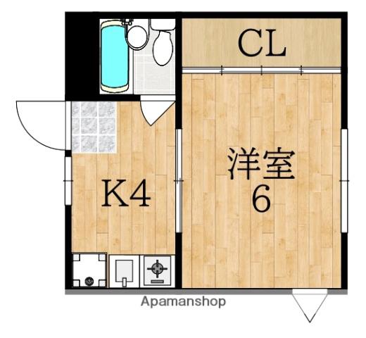サンモール今中(1K/2階)の間取り写真