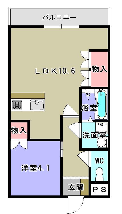 ラ・ポーラ滝川Ⅱ(1LDK/1階)の間取り写真