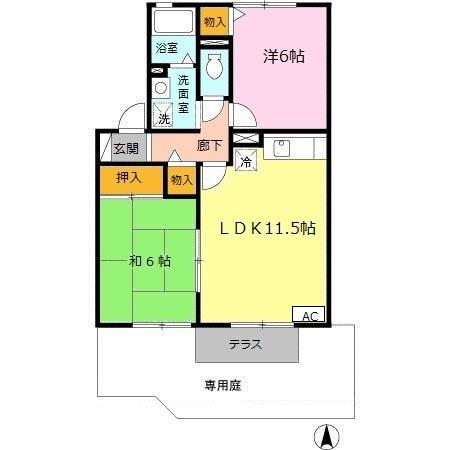 セジュールS C棟(2LDK/1階)の間取り写真