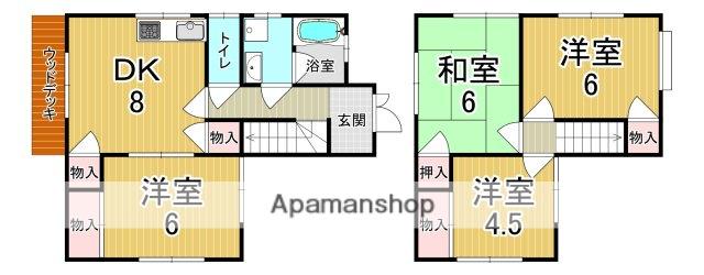 近鉄橿原線 大和西大寺駅 徒歩15分 2階建 築31年(4LDK)の間取り写真