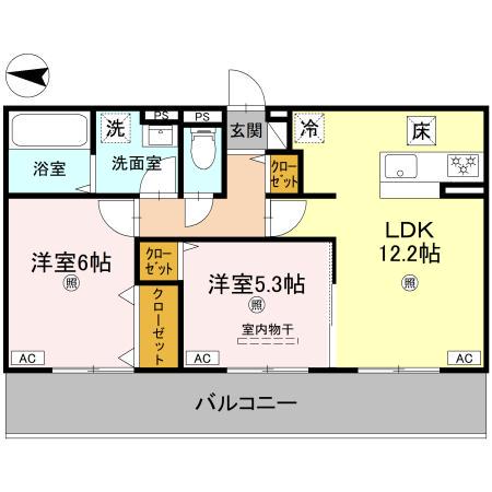 カーサ王寺(2LDK/1階)の間取り写真