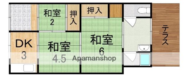 岡田平屋(3K)の間取り写真