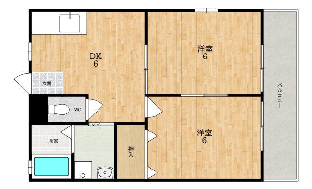 善紀ハイツ(2DK/2階)の間取り写真