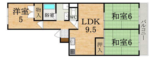 グランドールコシベ(3LDK/3階)の間取り写真