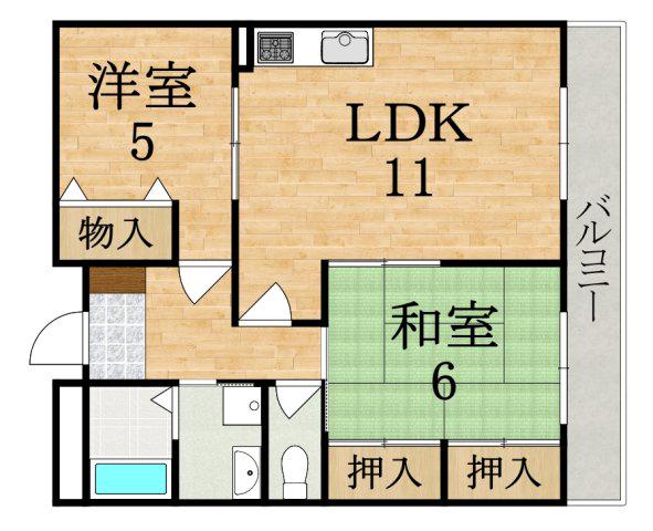 サンシャイン吉野(2LDK/4階)の間取り写真