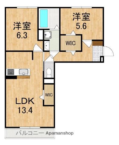 プラミシア(2LDK/2階)の間取り写真