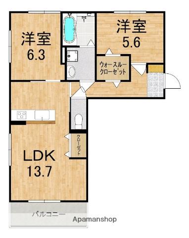 リジェールイースト(2LDK/1階)の間取り写真