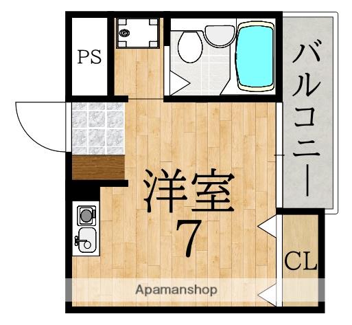 シティロイヤル富雄南(ワンルーム/1階)の間取り写真