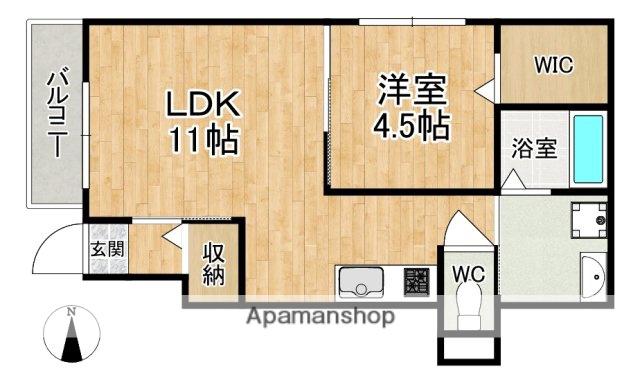 ソレイユビセレクト法蓮町I(1LDK/1階)の間取り写真