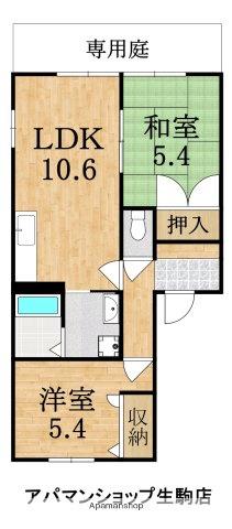 サニーヒル田原B(2LDK/1階)の間取り写真