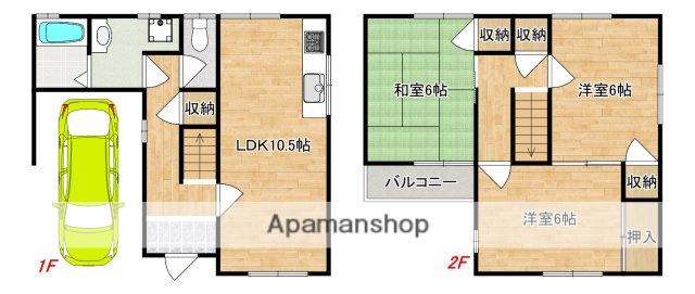 近鉄大阪線 二上駅 徒歩9分 2階建 築33年(3LDK)の間取り写真