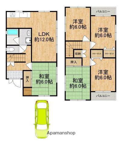 近鉄生駒線 信貴山下駅 徒歩10分 2階建 築28年(5LDK)の間取り写真