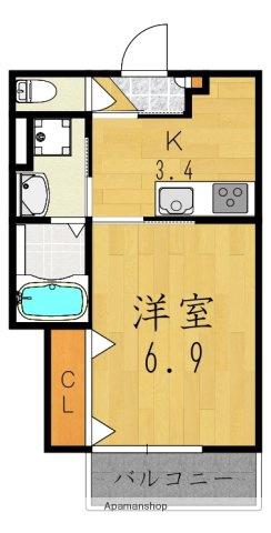 クレアール五位堂(1K/3階)の間取り写真