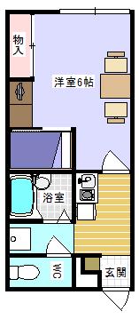 レオパレスGREATRIVER(1K/2階)の間取り写真