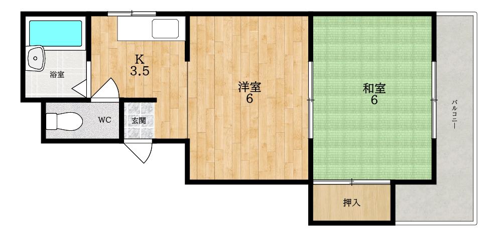 ダイワ第三マンション(2DK/3階)の間取り写真