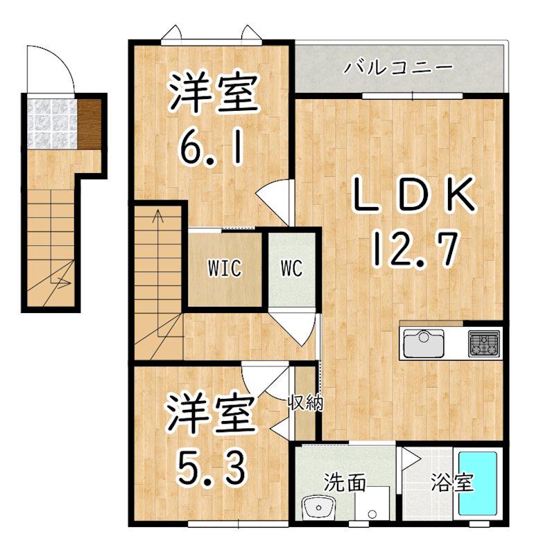 モン・ヴィラージュ(2LDK/2階)の間取り写真