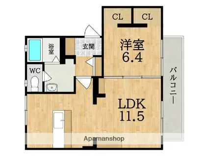 メイベル A B(1LDK/1階)の間取り写真