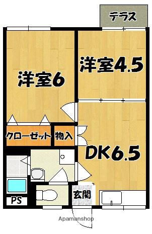 ハイツ広島(2DK/1階)の間取り写真