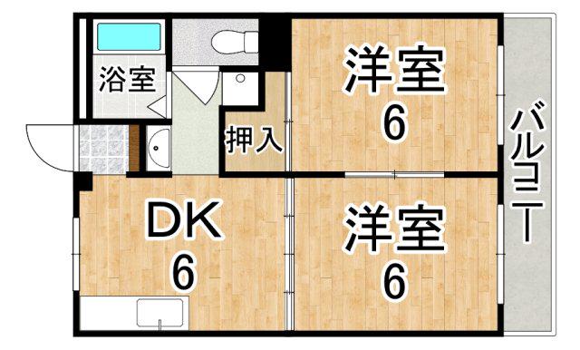 ラフィーネ信貴ヶ丘(2DK/2階)の間取り写真