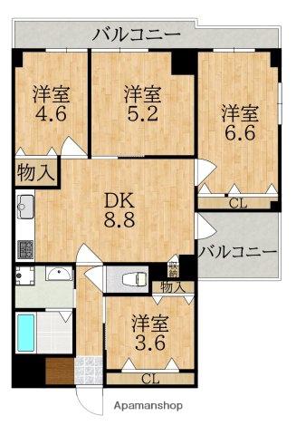 ライオンズマンション学園前(4DK/4階)の間取り写真
