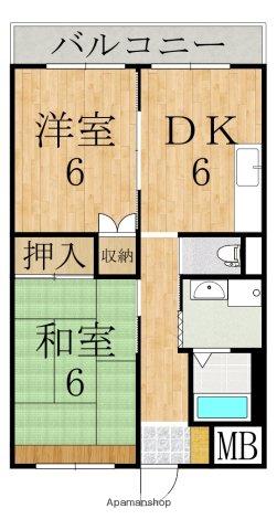 グレーシィ東生駒(2DK/3階)の間取り写真