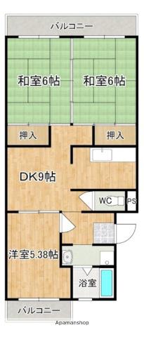 ハイツエミエール(3DK/1階)の間取り写真