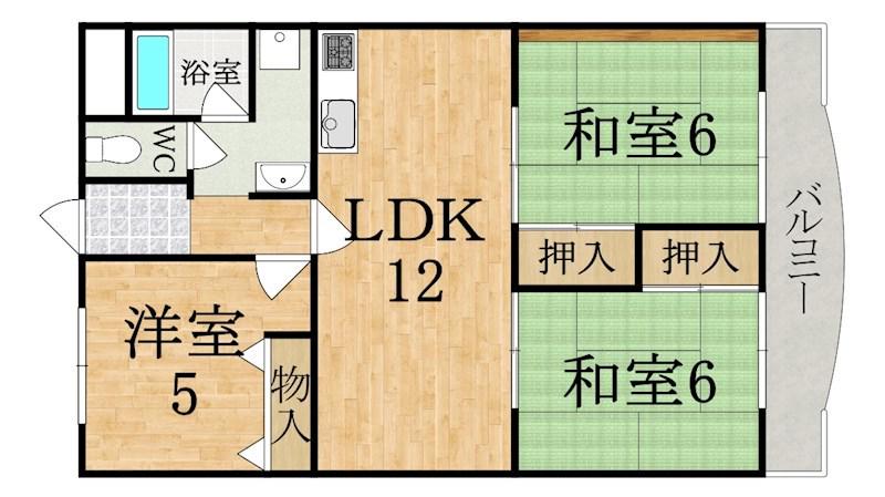 第1サンコウハイツ(3LDK/3階)の間取り写真