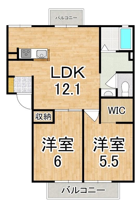グリーンハイツA(2LDK/1階)の間取り写真