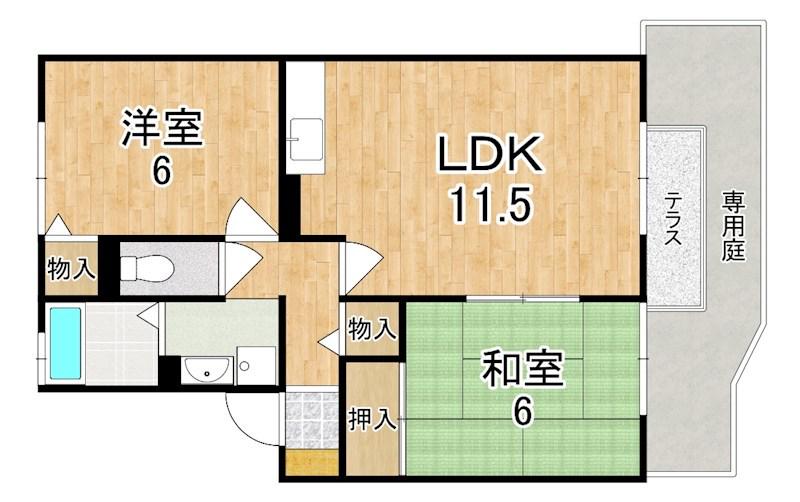 セジュールS C棟(2LDK/1階)の間取り写真