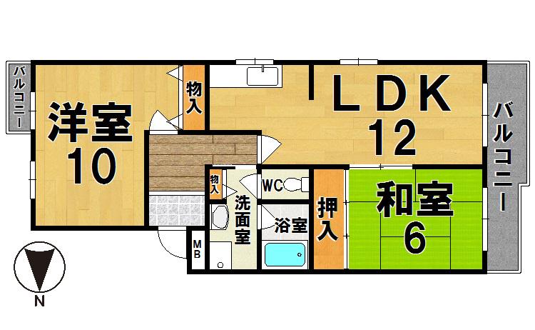 タラ生駒(2LDK/2階)の間取り写真