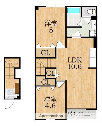 ブランドールA(2LDK/2階)の間取り写真
