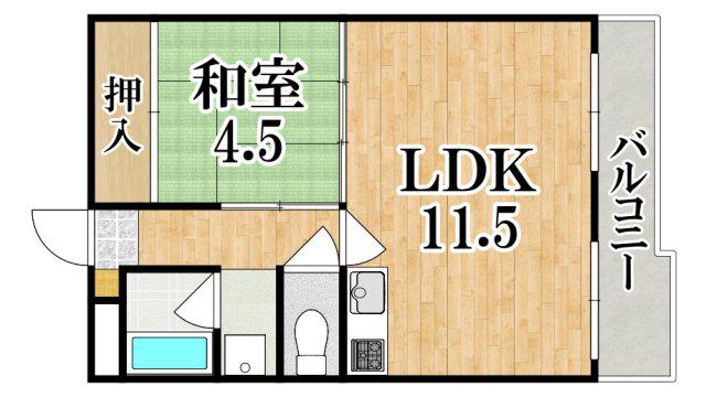 プランドール王寺(1LDK/5階)の間取り写真