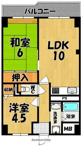 レジデンシア・ティユール(2LDK/2階)の間取り写真