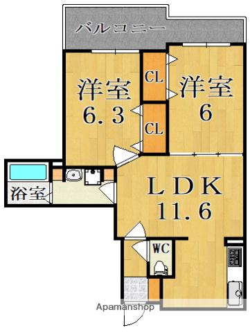 センチュリー・アスカ10棟(2LDK/4階)の間取り写真