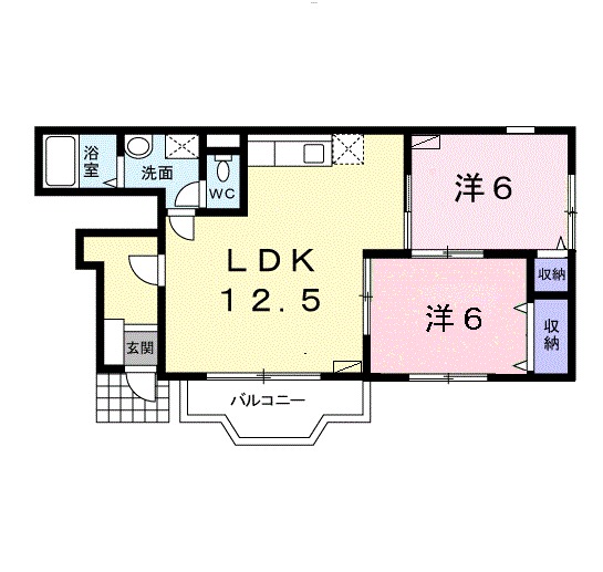ロジュマンMTO(2LDK/1階)の間取り写真