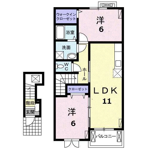 フレイズ1(2LDK/2階)の間取り写真