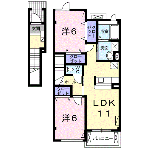 ル.シエルドゥ(2LDK/2階)の間取り写真